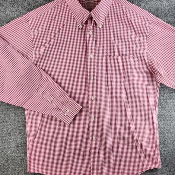 Brooks Brothers Madison Large Non-iron Magenta Check Long Sleeve Button Up Shirt - Picture 3 of 16